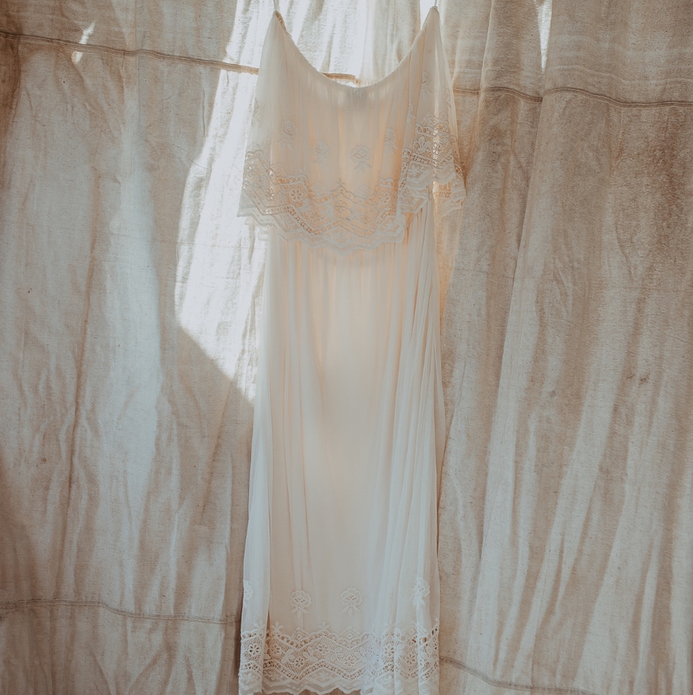 Strapless Off White Dress
